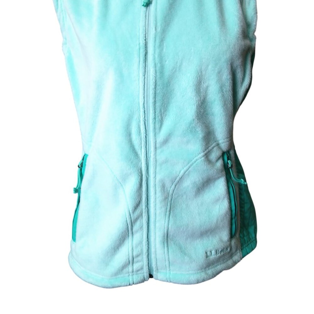 L.L. Bean Women's Small Petite Light Green Zip Front Fleece Vest Outdoor Classic - Picture 3 of 7